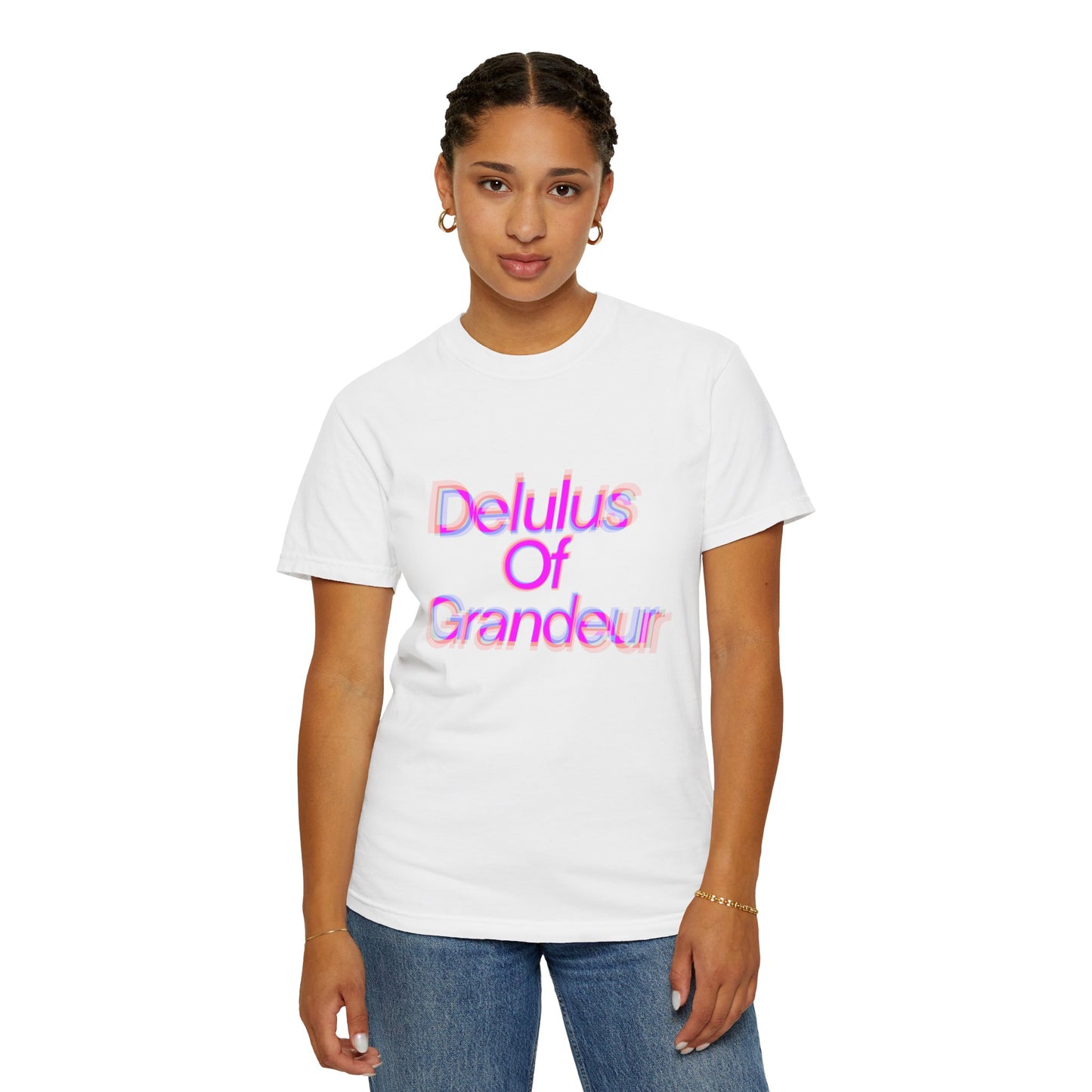 Delulus Of Grandeur T-Shirt - White/Pink