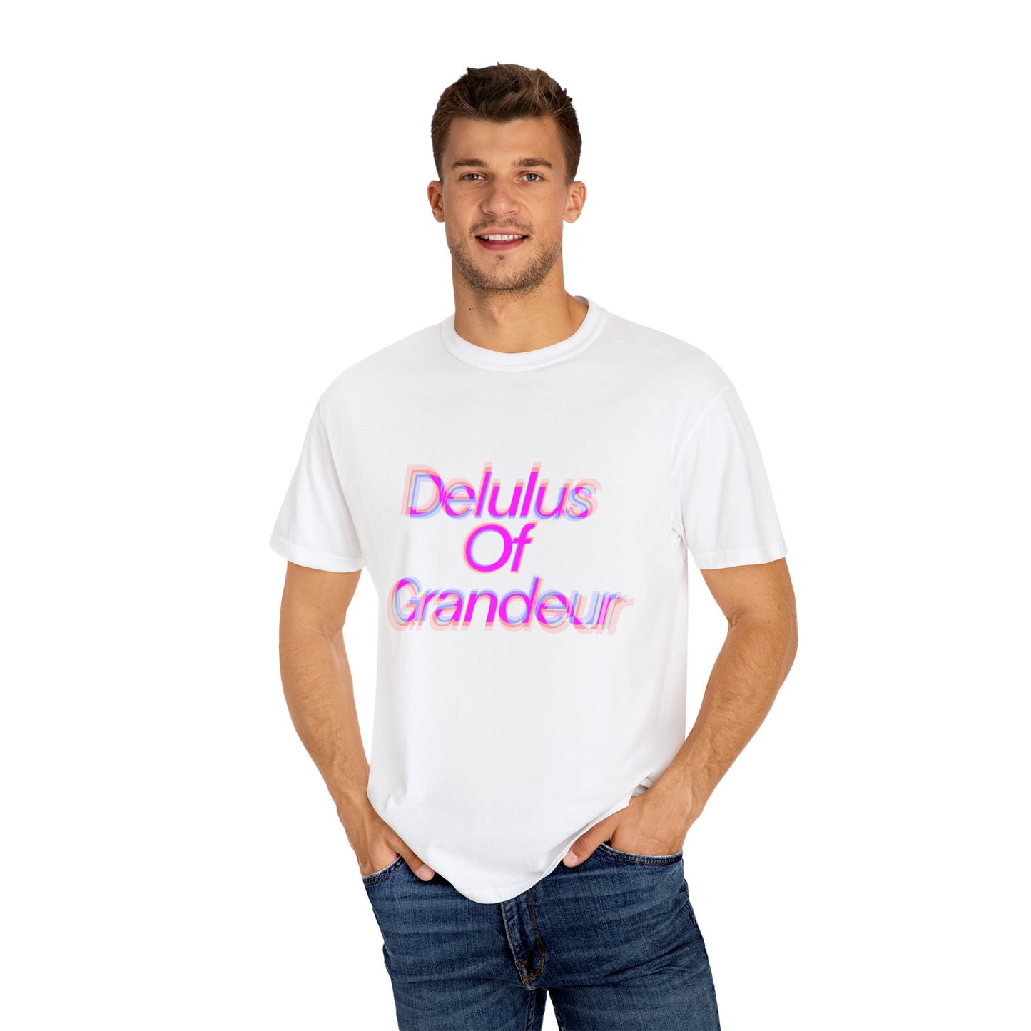 Delulus Of Grandeur T-Shirt - White/Pink